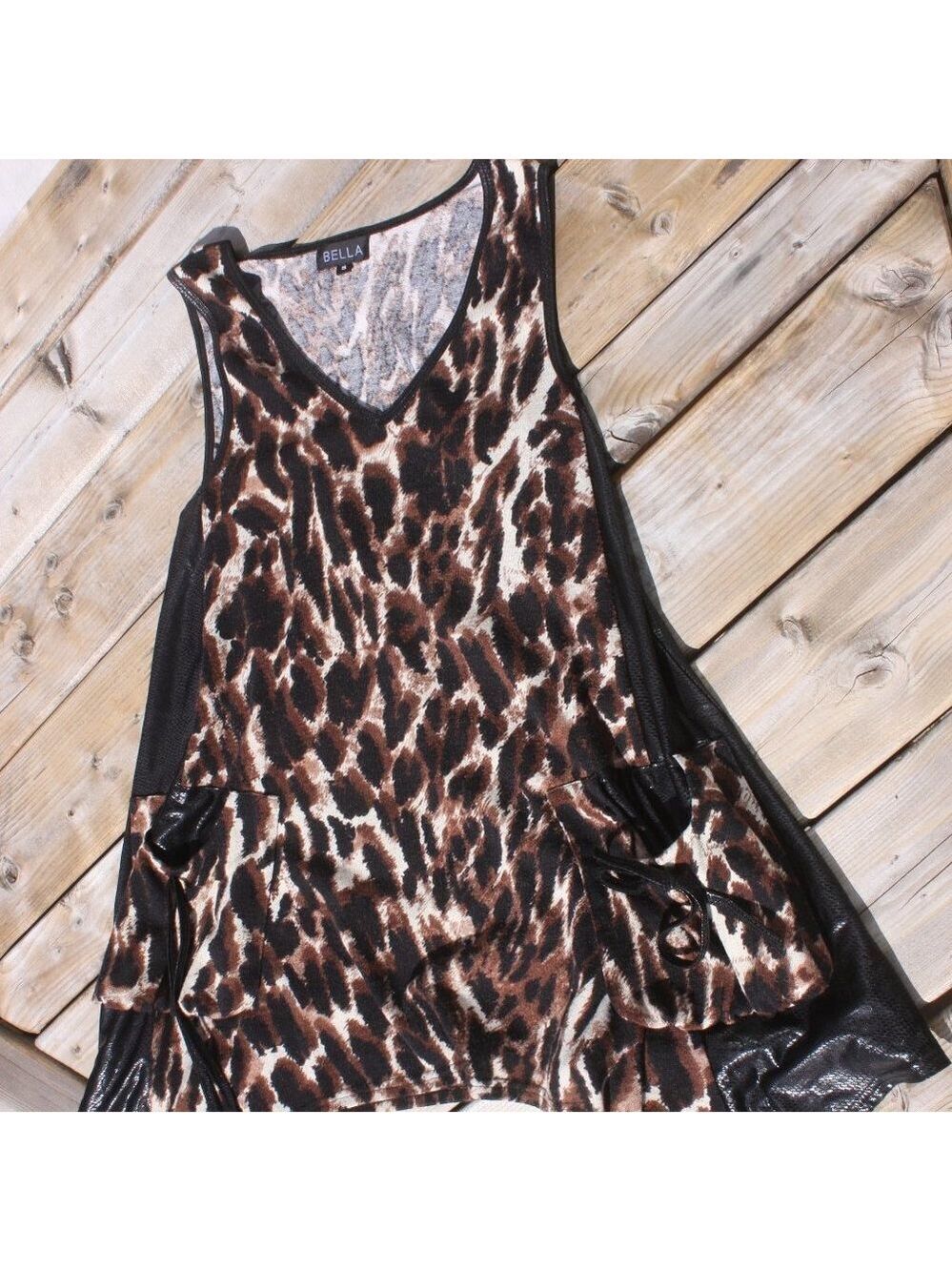 Animal Print Smock Top Tank Top Asymmetrical Small